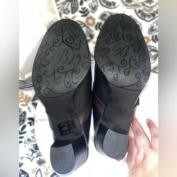 New Brighton Shoes Womens Sz9M Gemini Mules Blk/Brown Leather Block Heel SlipOns - Picture 4 of 16